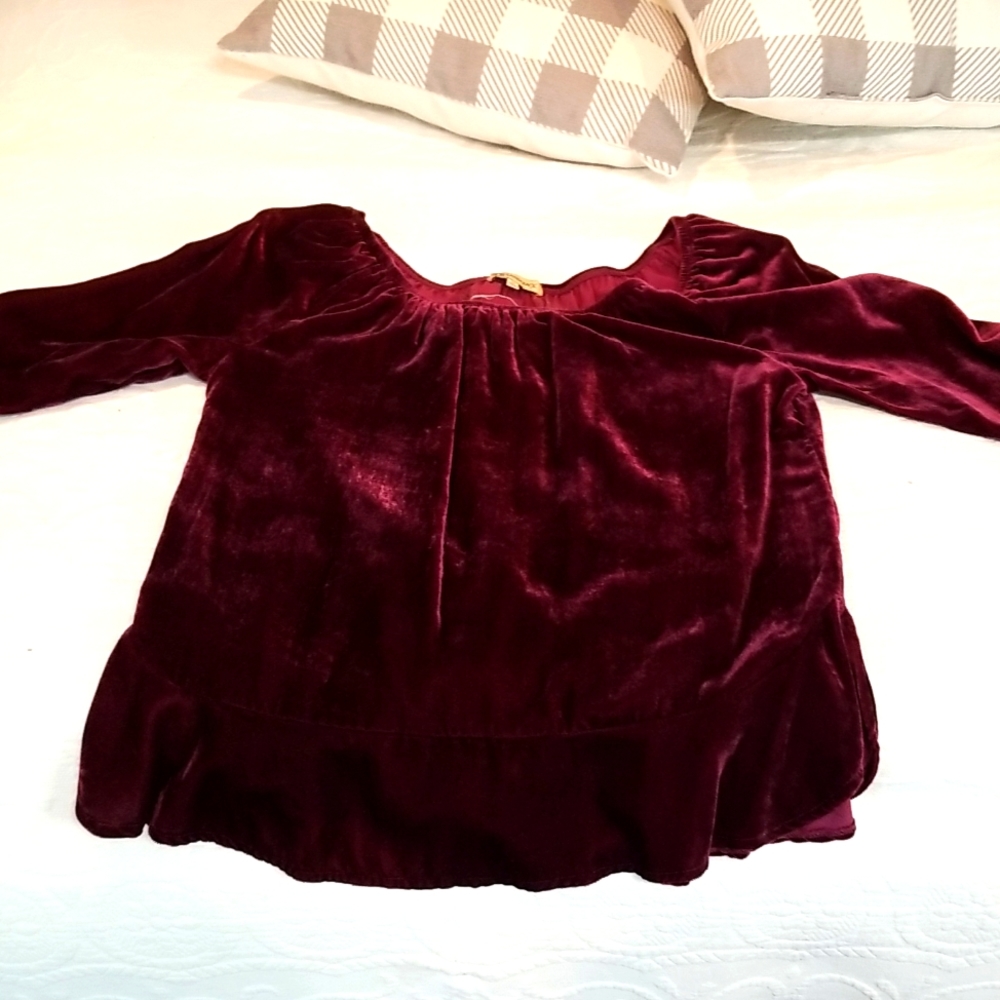 Purple velvet peplum top, Sz S